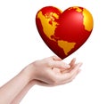 Heart world in hands Royalty Free Stock Photo