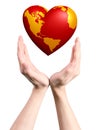 Heart world in hands Royalty Free Stock Photo