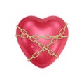 Heart is wrapped with a chain and closed. Red heart locked with chain. Love concept. Vector illustration The Key of Heart Royalty Free Stock Photo