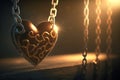 Heart wrapped a chain. Heart therapy concept. Cardiology. Generative AI