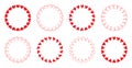 Heart wreath. Hearts circle. Pink round frames for love. Decorative border valentine. Cute wedding design elements. Modern red