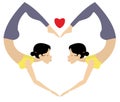 Heart yoga or gymnastics symbol