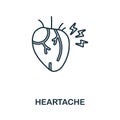 Heartache line icon. Outline element sign from body ache collection. Heartache icon sign for web design, infographics
