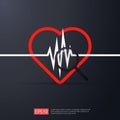 heart cardiology. heartbeat or beat pulse search icon. danger heart attack symbol. world heart day concept for banner or poster. V