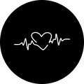 Heartbeat in black circle icon. Heart pulse. cardiogram. Beautiful healthcare, medical. Modern simple design. Icon, sign or logo.