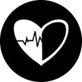 Heartbeat in black circle icon. Heart pulse. cardiogram. Beautiful healthcare, medical. Modern simple design. Icon, sign or logo.