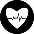 Heartbeat in black circle icon. Heart pulse. cardiogram. Beautiful healthcare, medical. Modern simple design. Icon, sign or logo.