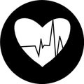 Heartbeat in black circle icon. Heart pulse. cardiogram. Beautiful healthcare, medical. Modern simple design. Icon, sign or logo.