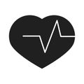 Heartbeat cardiology healthcare medical and hospital pictogram silhouette style icon