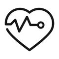 Heartbeat cardiology medical and health care line style icon