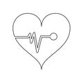 Heartbeat cardiology symbol black and white