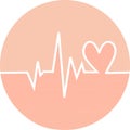 Heartbeat in circle icon with long shadows. Heart pulse. cardiogram. Beautiful healthcare, medical. Modern simple design. Icon, si