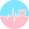 Heartbeat in circle icon with pink and blue. Heart pulse. cardiogram. Beautiful healthcare, medical. Modern simple design. Icon, s