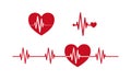 Heartbeat concept icons. Cardiogram ecg line