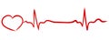 Heartbeat continuous line with shape of heart drawn by hand in red color. Medical vector illustration. Heart pulse Royalty Free Stock Photo