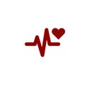 Heartbeat Echocardiography Cardiac exam, heart and heartbeat icon. Stock illustration isolated on white background