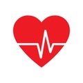 Heartbeat, heart beat pulse, cardiogram flat vector icon for medical apps and websites Royalty Free Stock Photo