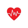 Heartbeat, heart beat pulse, cardiogram flat vector icon for medical apps and websites Royalty Free Stock Photo