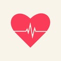 Heartbeat heart beat pulse flat icon for medical apps Royalty Free Stock Photo