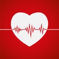 Heartbeat heart beat pulse flat icon for medical apps and websites