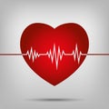 Heartbeat heart beat pulse flat icon for medical apps and websites