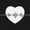 Heartbeat heart beat pulse flat icon for medical apps and websites Royalty Free Stock Photo