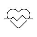 Heartbeat heart pulse monochrome icon vector medical cardiology wave emergency support