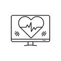 Black line icon for Heartbeat, healthcare and pulse