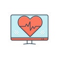 Color illustration icon for Heartbeat, healthcare and heartbeat