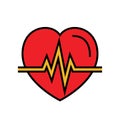 Heartbeat icon. automated external defibrillator symbol. simple graphic