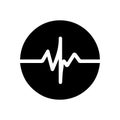 Heartbeat icon. Black heart rate symbol isolated. Medikal EKG symbol.