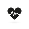 Heartbeat icon. Electrocardiogram, heart rhythm concept. Vector illustration, flat design