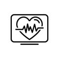 Black line icon for Heartbeat, life and calligraphy Royalty Free Stock Photo