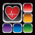 Heartbeat icon on multicolored square web buttons Royalty Free Stock Photo