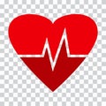 Heartbeat icon. Red heart with beat pulse. Medical symbol. Vector illustration Royalty Free Stock Photo