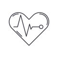 Heartbeat icon, linear isolated illustration, thin line vector, web design sign, outline concept symbol with editable Royalty Free Stock Photo