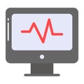 Heartbeat inside the monitor vector icon of medical equipment