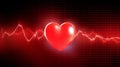 heartbeat line on abstract design on red background, heart pulse line , generative ai Royalty Free Stock Photo