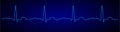 Heartbeat line. Blue electrocardiogram. Vector pulse line. Medical cardiogram on grid background