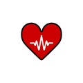 Heartbeat Line Heart Cardio. Heart flat solid vector icon. Royalty Free Stock Photo