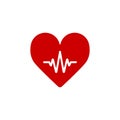 Heartbeat Line Heart Cardio. Heart flat solid vector icon. Royalty Free Stock Photo