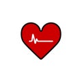 Heartbeat Line Heart Cardio. Heart flat solid vector icon. Royalty Free Stock Photo