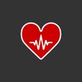 Heartbeat Line Heart Cardio. Heart flat solid vector icon. Royalty Free Stock Photo
