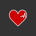 Heartbeat Line Heart Cardio. Heart flat solid vector icon. Royalty Free Stock Photo