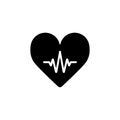 Heartbeat Line Heart Cardio. Heart outline vector icon. Royalty Free Stock Photo