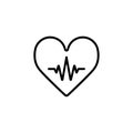 Heartbeat Line Heart Cardio. Heart outline vector icon.