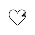 Heartbeat Line Heart Cardio. Heart outline vector icon.