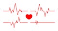 Heartbeat line. Pulse and cardiogram on monitor. Icons of heart beat. Ecg on graph. Electrocardiogram with healthy rhythm, cardio Royalty Free Stock Photo