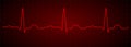 Heartbeat line. Red electrocardiogram. Vector pulse line. Medical cardiogram on grid background