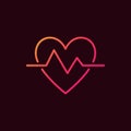 Heartbeat linear colored icon. Vector heart beat pulse symbol Royalty Free Stock Photo